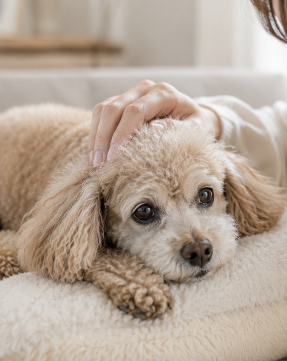 疲れた表情のシニア犬